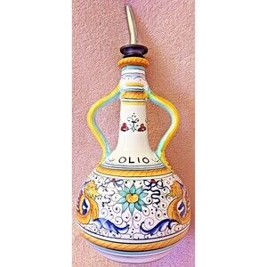 Fima Deruta Raffaellesco Pottery Olive Oil XL Dispenser  Dragon Italy Vtg